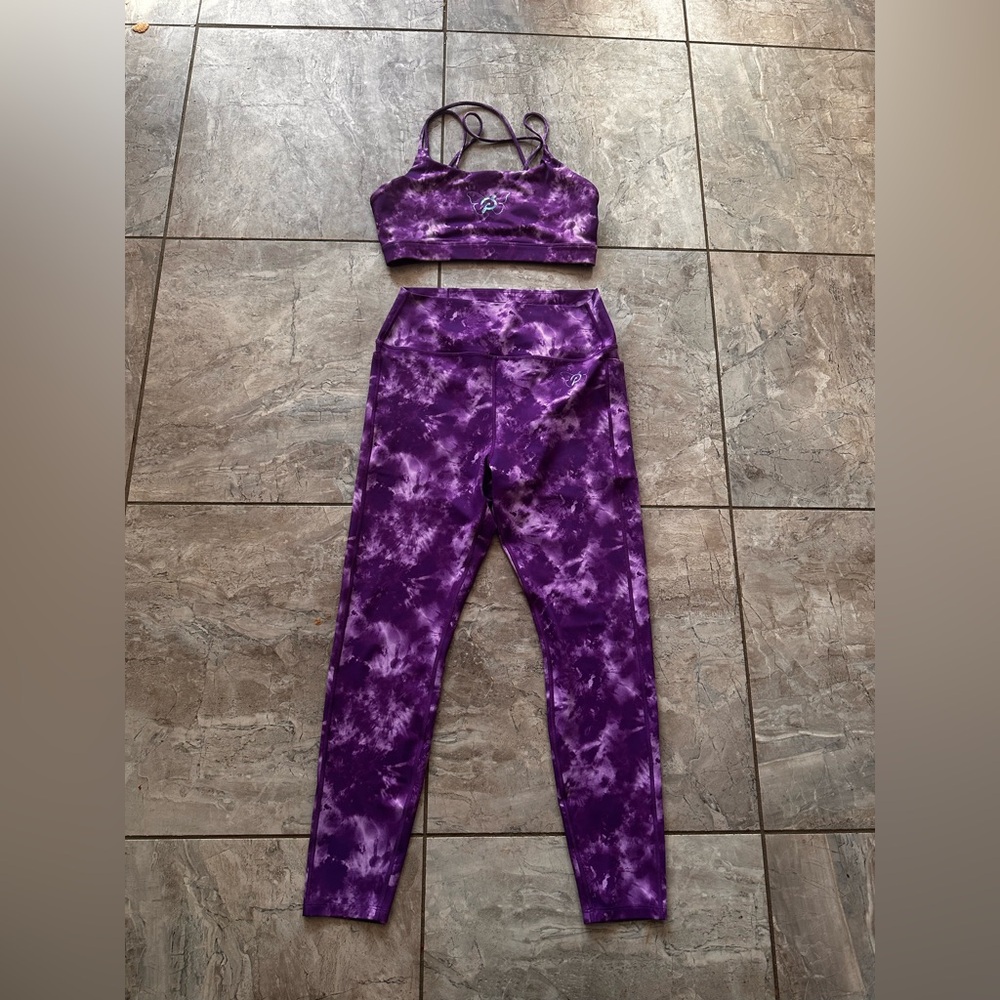 Peloton Purple Tie-Dye Leggings and Top Set